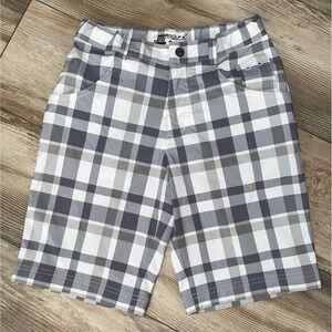 Nike Youth Golf Dri-Fit Gray Plaid Shorts Size Small Adjustable Waist